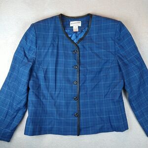 Vintage Pendleton Blazer Jacket Women's 10 Blue Virgin Wool Plaid USA Lined